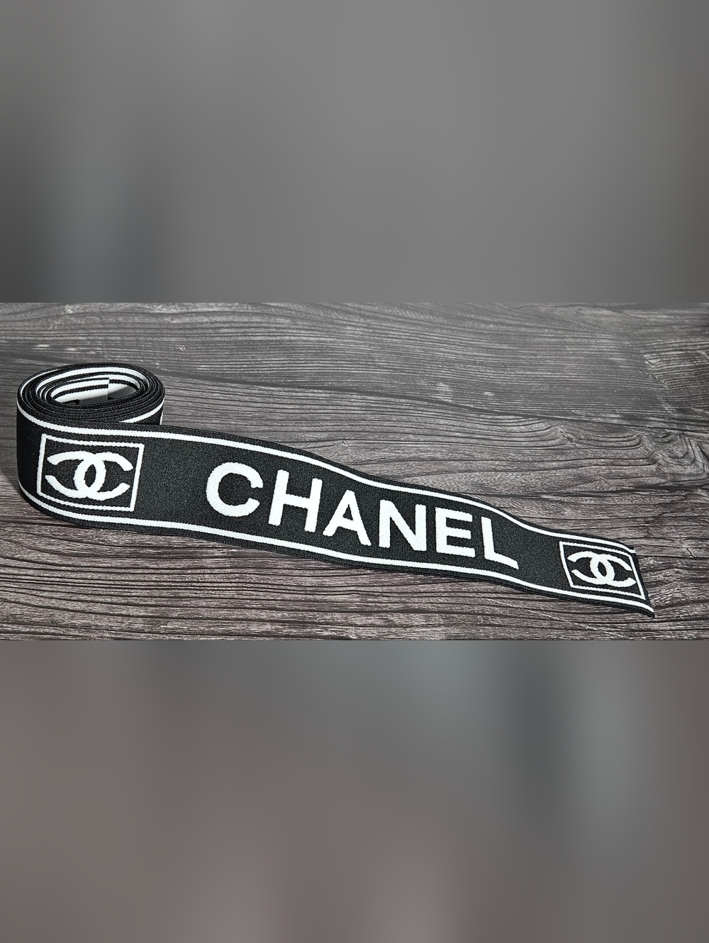 NEW Chanel Black White Large Gift Ribbon 45" Long Thick Wide Cotton Reversible - Picture 7 of 10